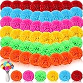 Yilloog 60 Pack Valentine's Day Artificial Carnations with Stems Faux Carnation Flower Pom Pom Mini Hydrangea Birthday Party for Wedding DIY Wreath, Garland, Home Decoration(Cute Colors)