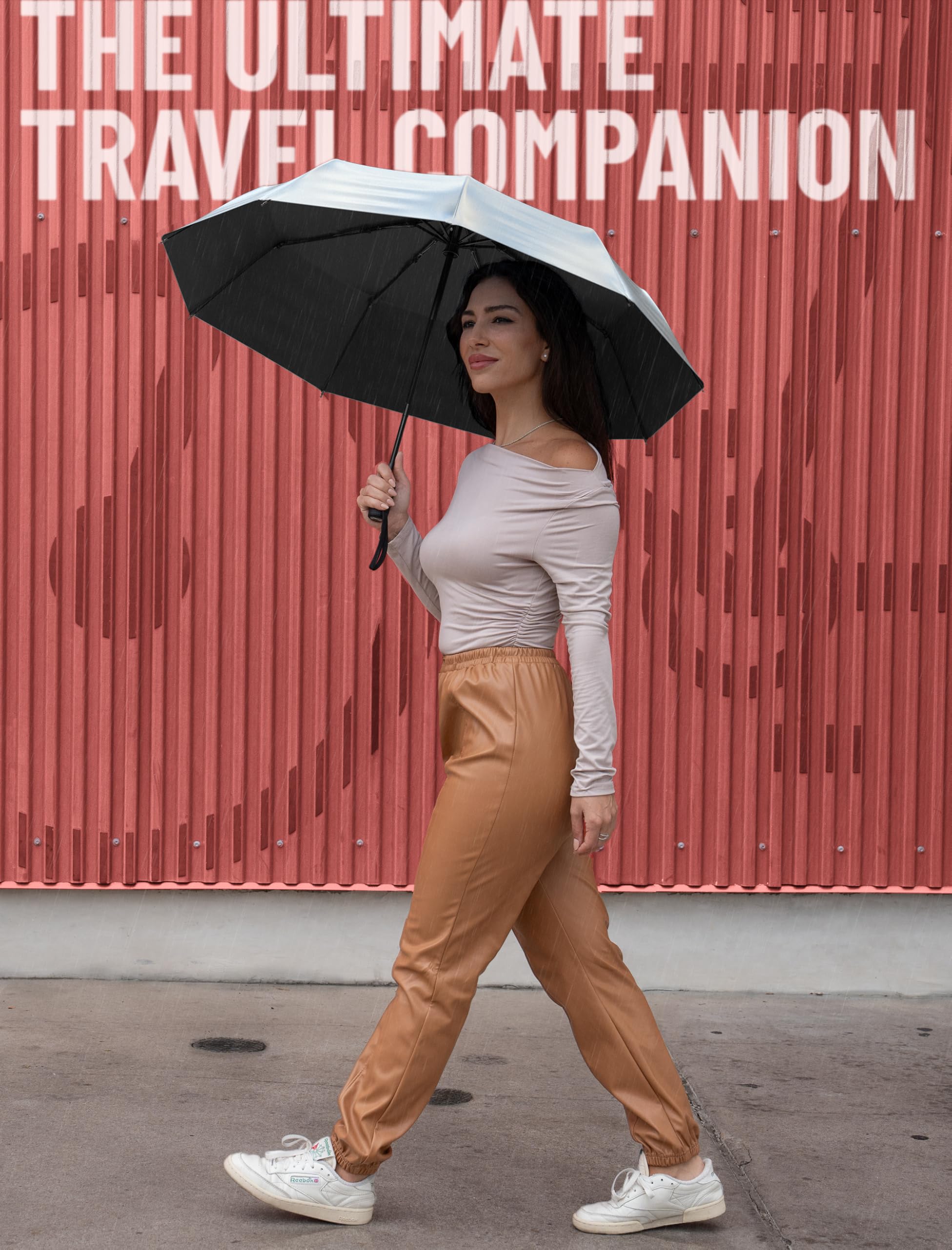 Repel Umbrella - Windproof Travel Umbrellas for Rain - Engineered to Withstand 85MPH Winds, 1lb - Lightweight, Durable, Compact, Waterproof, Auto Open Close, Fiberglass Frame
