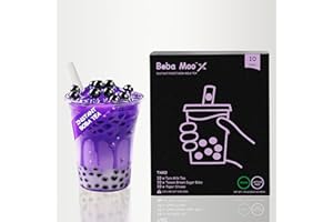 Boba Moo X Premium Boba Tea Kit With Taro Milk Tea Flavor - Only 5,000 Kits Yearly, Small Batch Bubble Tea Kit With Boba Tapioca Pearls, Exceptional Taste & Chewiness, Vegan, Lactose-Free, 10 Servings