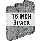 16.5" Microfiber Mop Pads Refills, 3 Pack Reusable Replacement Heads | reusable wet mop refills, machine washable for 14-16 inch spray mops, hardwood floors, dust cleaning &amp; scrubbing