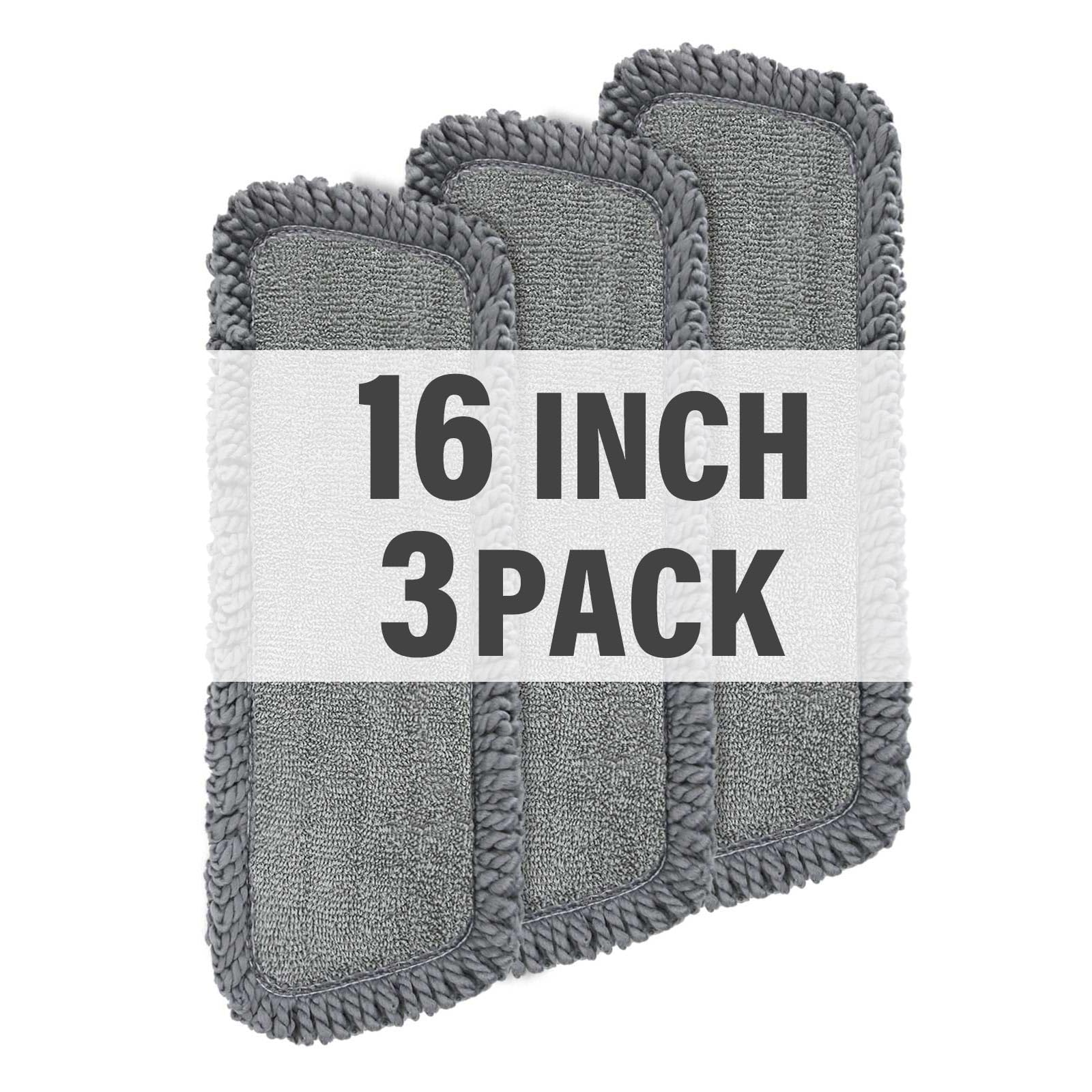 Photo 1 of 16.5 inch Mop Pads Refills, 3 Pack Microfiber Reusable Replacement Mop Pads Flat Replacements Heads for Wet Or Dry Floor Cleaning and Scrubbing, Grey Tassel Cloth