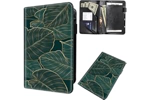 MXFDEGF Server Book for Waitress,Waiter Book Server Wallet Fit Serving Aprons, PU Leather with Zipper and 7 Large Pockets Pen Holder for Checks Pen Holder Personal Organizer Wallet,Tropical Leaves