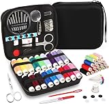 AUERVO Mini Sewing Kit 87Pcs Travel Case Thread Needles Scissors Buttons