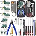 URMECCH 115Pcs Auto Terminal Removal Tool Kit, Wire Connector Release Extractor Pin, Electrical Cutter Pliers Stripper, Pick Hook Set, Brake Fluid Tester, Car Light Circuit Tester, with Cable Ties