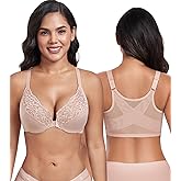 DotVol Women's Plus Size Front Closure Non Padded Underwire Posture Back Everyday Bra