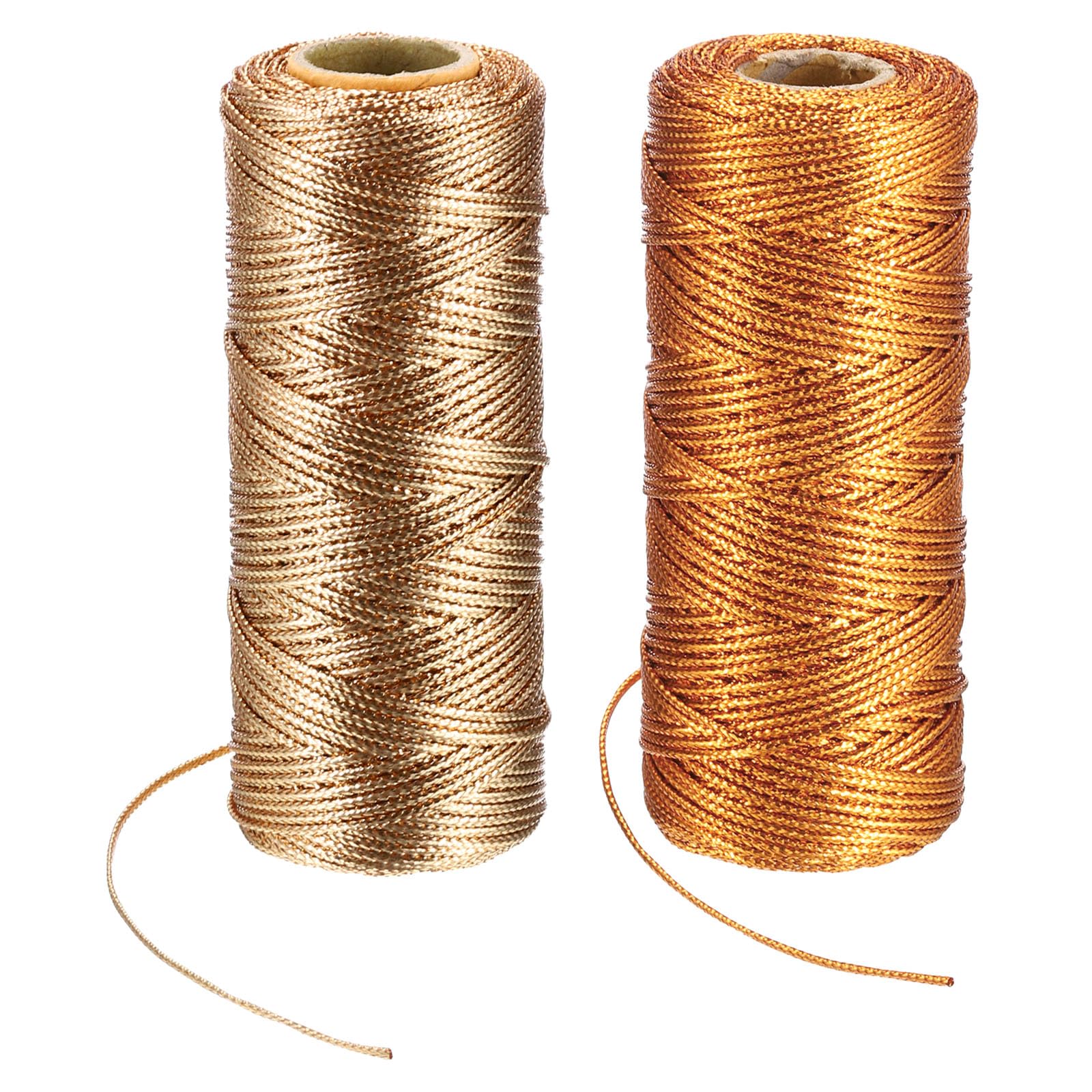 PATIKIL 110 Yards Decorative Metallic Bakers Twine, 1 Rolls Wrapping Twine String Rope DIY Tie Gift Packing Materials for Christmas Crafts Wedding Present,Beige & Bronze