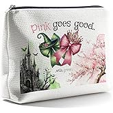 CLHHM Witch Merchandise Makeup Bag Pink Goes Good with Green Movie Inspired Cosmetic Purse for Fans Witches Bag for Girls Women Birthday Gift Friendship