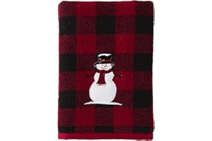 SKL Home Christmas/Gift Woodland Winter Snowman Bath Towel, Red
