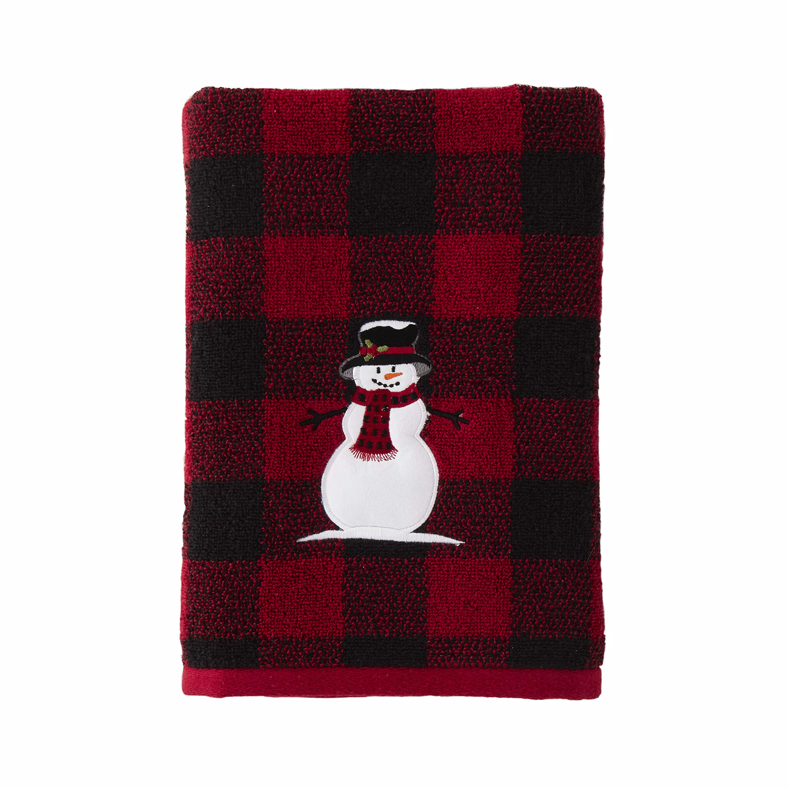SKL Home Woodland Winter Snowman Bath Towel, Red