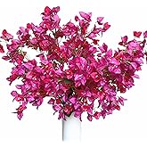 Dophinena Artificial Bougainvillea Flower Stems Silk Flowers Arrangement for Home Wedding Indoor Outdoor Decorations Table Centerpiece - 6pcs (Fuchsia)