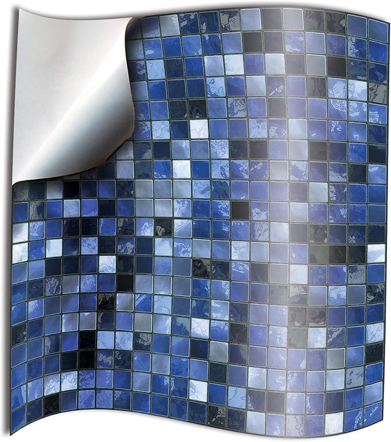 Tile Style Decals 6x6 inch Blue Tile Stickers 48pc Kitchen Bathroom Peel Stick