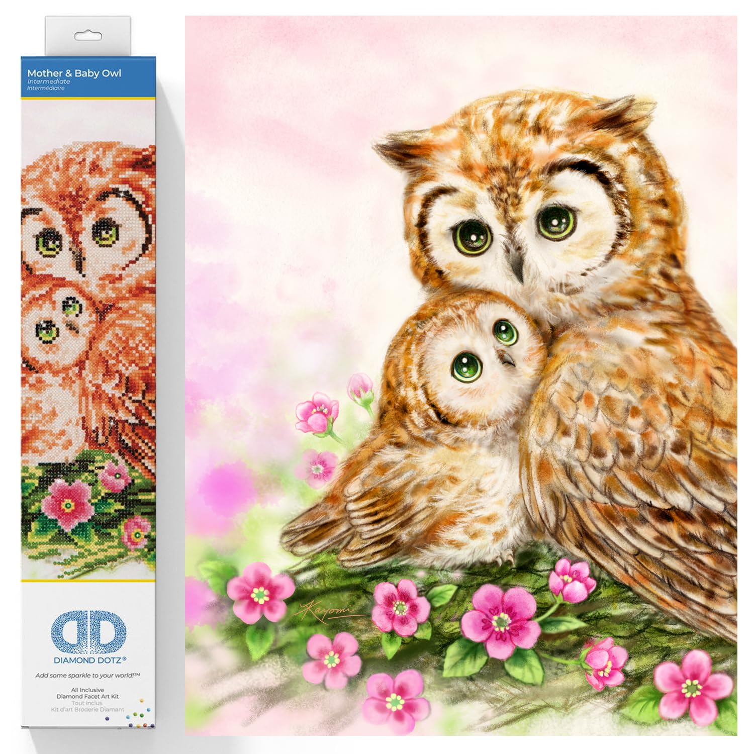 Diamond Dotz Painting Kit: Mother & Baby Owl, Assorted, 42 x 42cm