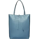 Italian Calf Leather Tote for Women with Zipper, Inner Pocket & Flat Base | Soft Unlined Shopper for Work & Travel