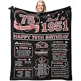NORGOPRON 75th Birthday Gifts for Women, 75 Year Old Birthday Gifts for Women, Best Gift for 75 Year Old Woman, 75th Bday Decorations Ideas, Back in 1951 Woman Throw Blanket 60"X50"