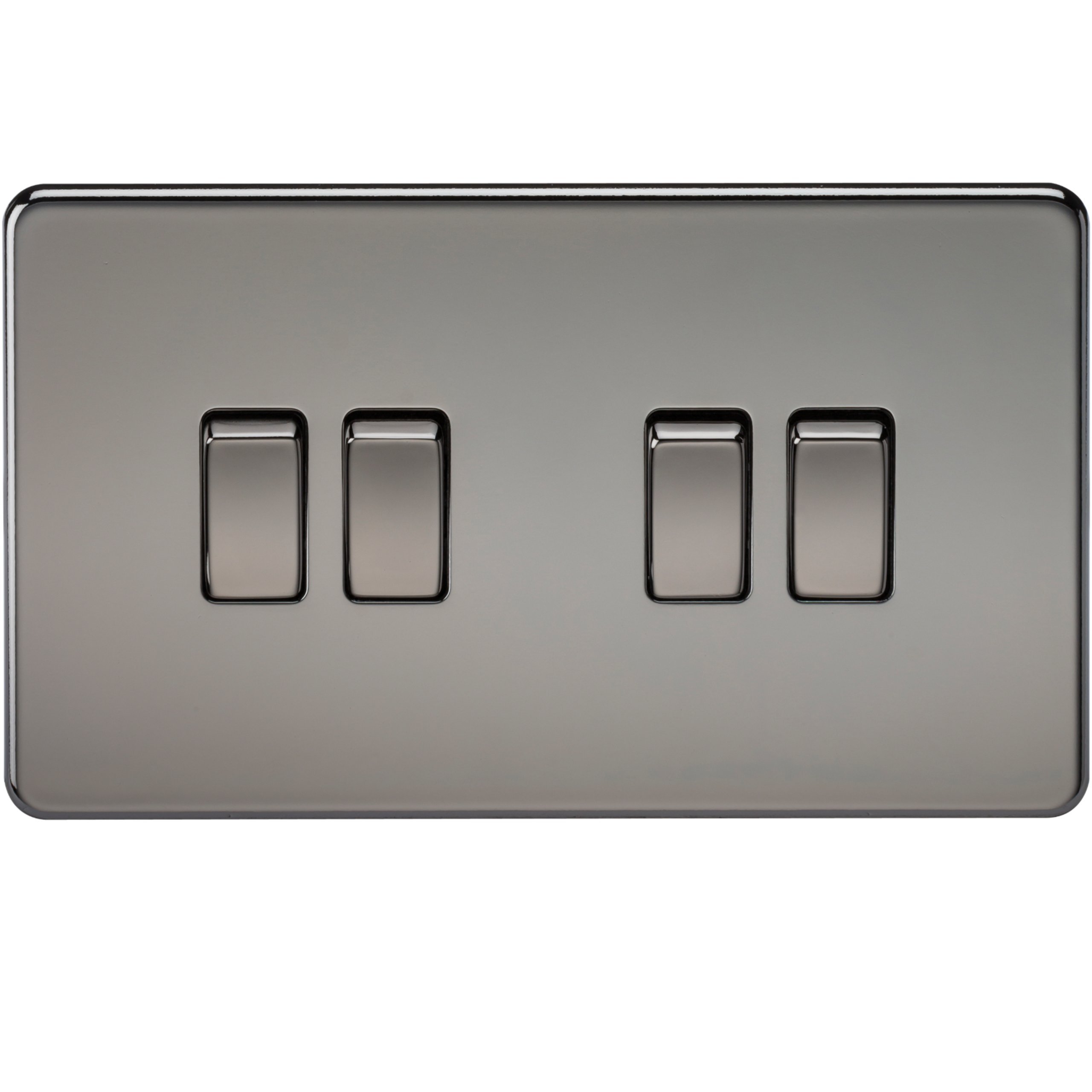 Knightsbridge SF4100BN Screwless 10 A 4-Gang 2 Way Switch, Black Nickel