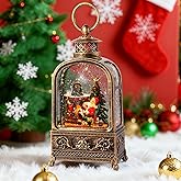 Santa Claus Snow Globe Christmas, Musical Snow Globe Lantern Lights with 6H Timer Battery & USB Powered, Retro Style Holiday Glitter Snow Globes for Xmas Home Decoration Indoor Holiday Party Gifts