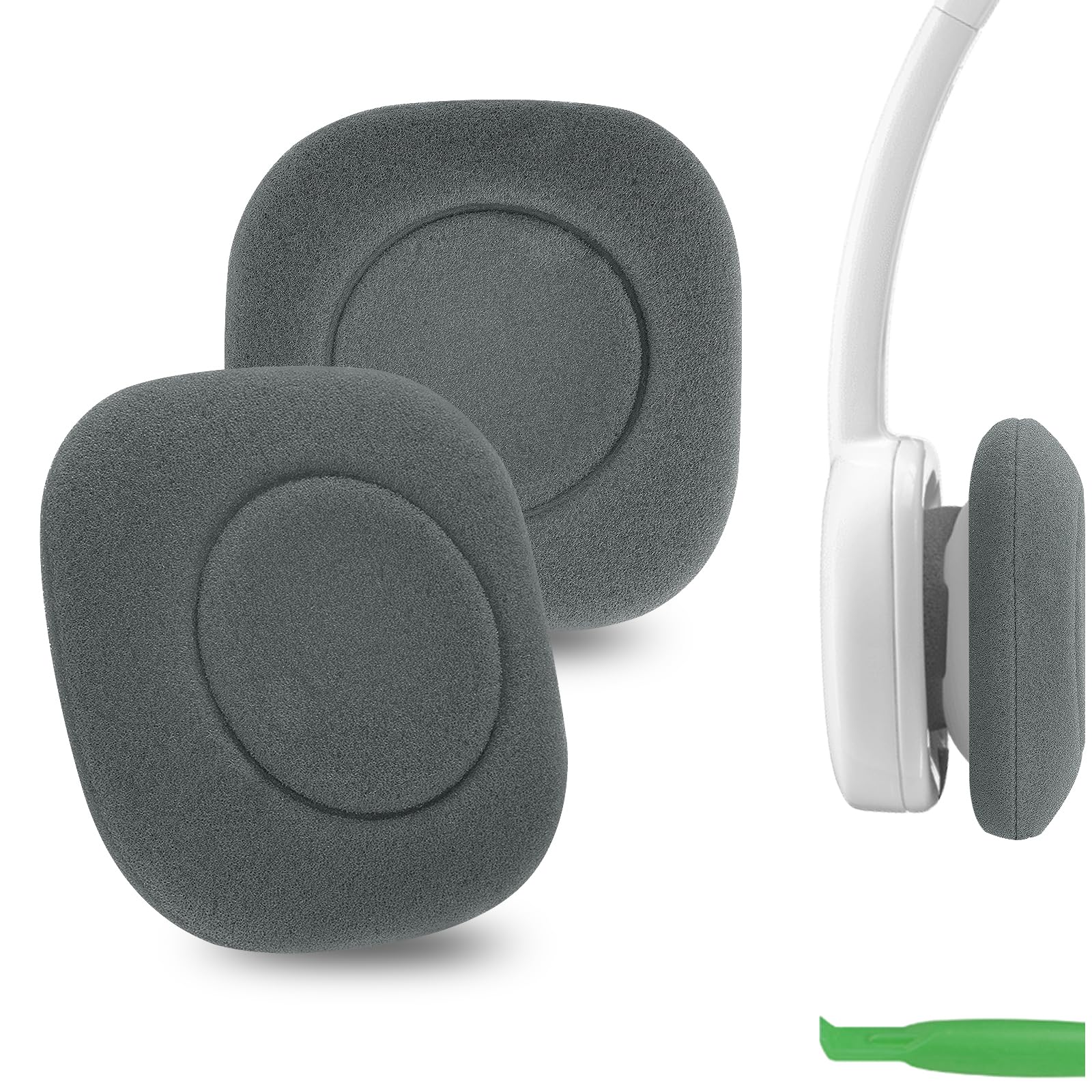 Geekria Foam Replacement Ear Pads for Logitech H150, H151, H130, H250 Headphones Ear Cushions, Repair Parts (Grey)