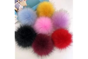 7 Pieces Fur Pompoms for Knitted Hats with Elastic Loop Faux Fur Pom Poms for Fox Fluffy Pompon Fourrure Pour Tuque Balls Cro