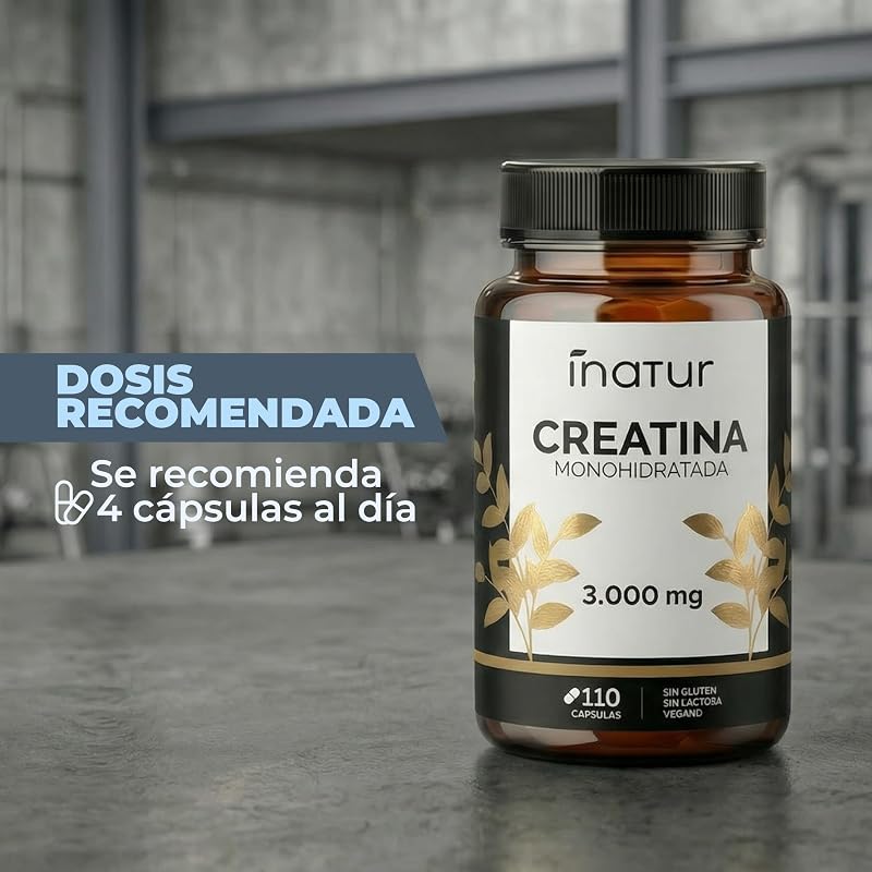 Creatina Monohidratada 3000mg, 110 Cápsulas vegetales, 1 Mes de Suministro - Suplemento Deportivo Apto para Veganos, 4 Cápsulas al Día, Sin OGM ni Estearato de Magnesio — foto 2 de 6