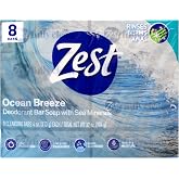 Zest Deodorant Bar Soap, Ocean Breeze, 4 Oz, 8 Bars
