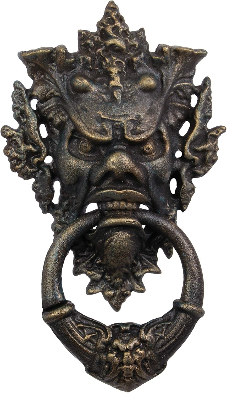 Grand Heurtoir De Porte Style Antique – Diable En Fer 35cm (Aubaho)