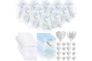 Inbagi 100 Sets Memorial Angel Sign Coins Set Funeral Pocket Token Heart Pocket Hug Coins Poem Cards Organza Gift Bags Celebration of Life Favors Funeral Memorial Gifts for Guest Family Church