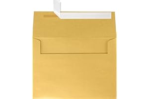 ENVELOPES.COM LUXPaper A7 Invitation Envelopes | Peel & Press | 5 1/4" x 7 1/4" | Gold Metallic | 80lb. Text | 50 Qty