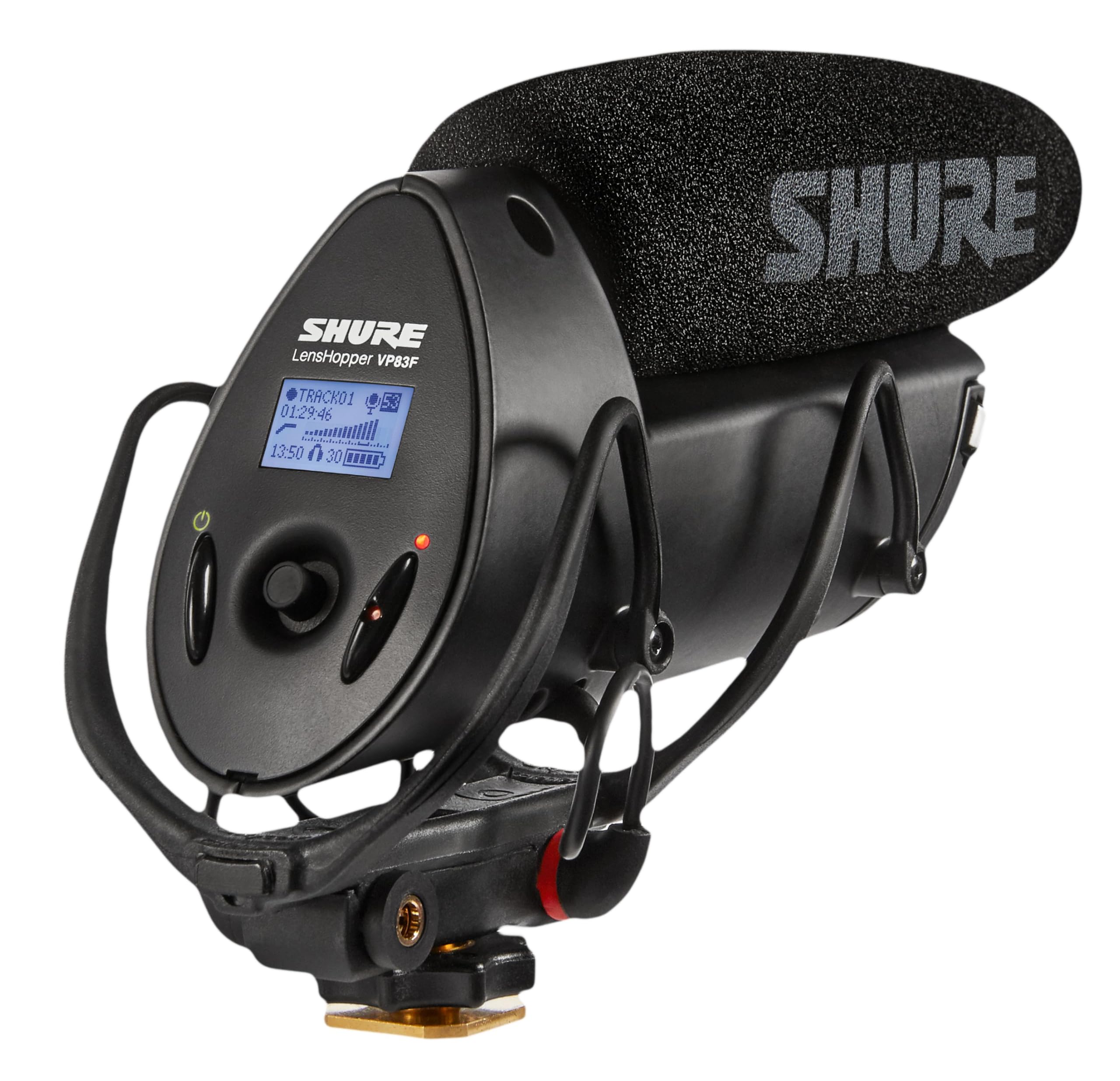 Shure VP83F LensHopper Camera-Mounted Condenser Shotgun Microphone with Integrated Digital Flash Recording - Windscreen, Superior RF Immunity, Backlit LCD, 5-Position Joystick, Rycote Lyre Shock Mount