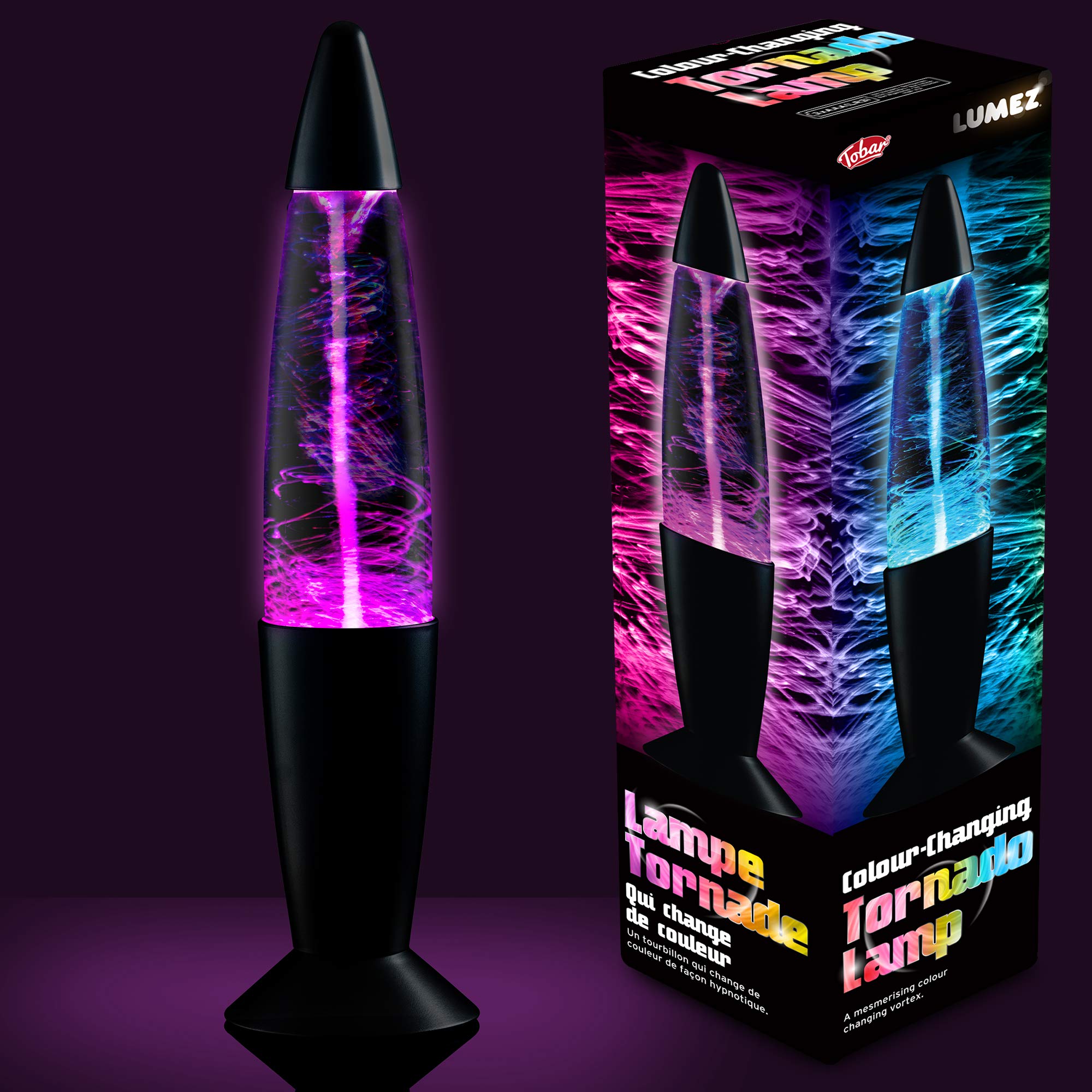 Lampe Tornado à LED noire, avec changement de couleur, env. 35 cm de haut, fonctionne sur piles, décoration pour votre maison, Multiple Colours