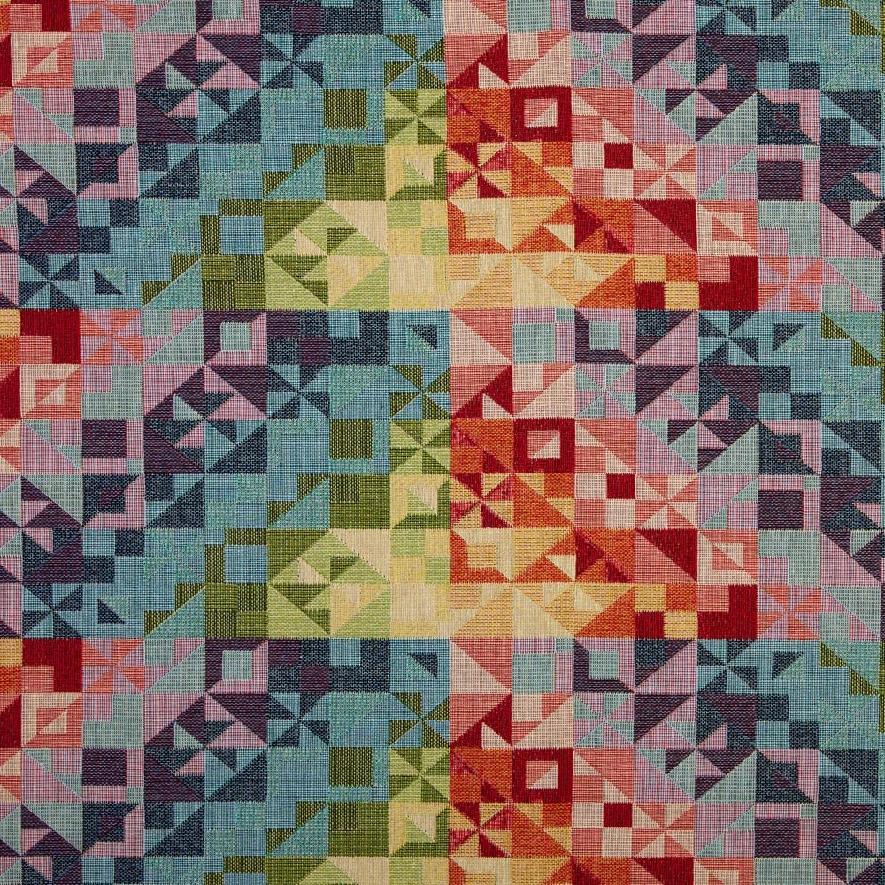 Kt KILOtela - Fabric Upholstery, Jacquard Gobelino, Upholstery Chairs, Cushions, Headboard, Sofa, Bags, Wear-Resistant, Sewing, 100 cm Length x 280 cm Width, Geometric, Multicoloured, 1 Metre