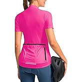 Women's Cycling Jersey Short Sleeve Bike Shirts Full Zipper Bicycle Biking Tops with Pockets Road Mountain Riding