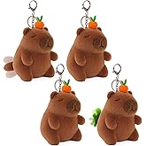 redaica 4 Types of Interactive Capybara Plush Keychain Sets, Valentine Gifts for Kids, Rotating Tail & Turtle, Singing, Squeaky Sound, Cute Capybara Stuffed Animals Toys Gift for Kids & Adults