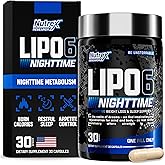 Nutrex Lipo 6 Nighttime Fat Burner | Melatonin Sleep Aid & Weight Loss Diet Pills for Men and Women | Night Time Metabolism Booster Appetite Suppressant | 30 Servings (1)