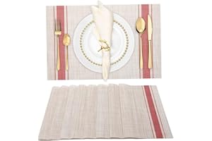 Set of 8 Heat Resistant Placemats, Washable Non-Slip Dining Table Mats with Elegant Woven Design, PVC Table Protectors for Da
