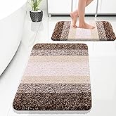 OLANLY Bathroom Rug Set 2 Piece, Soft Absorbent Microfiber Bath Rug Set, Non-Slip, Machine Wash Dry, Plush Shaggy Bath Mats for Bathroom (30"x20"+24"x16", Brown)