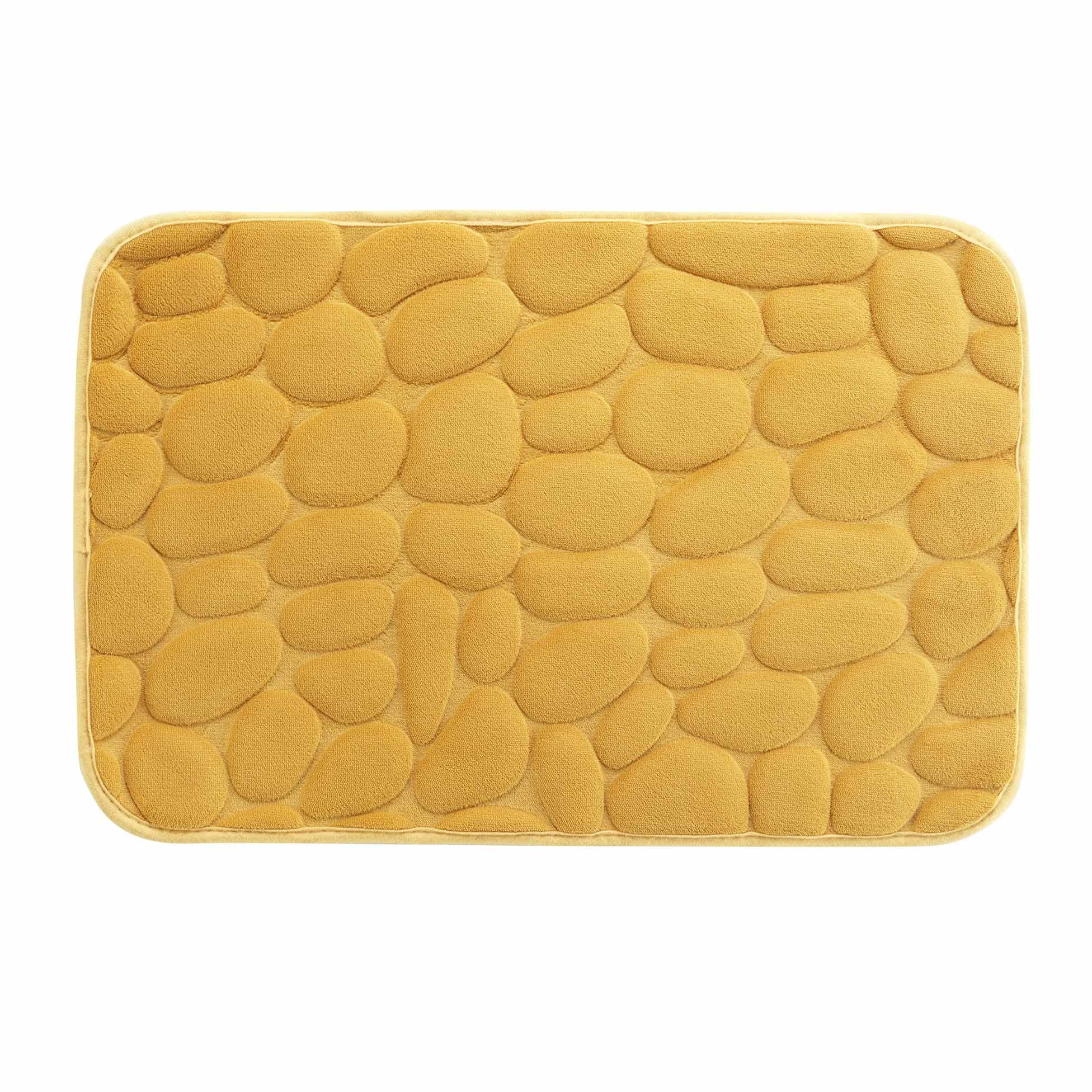 Douceur d'Intérieur, Ricochet Ochre Bath Mat 50 x 80 cm Microfibre Plain Relief