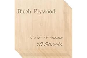 TX LITEART Baltic Birch Plywood - 1/8 Inch Thickness - 12" x 12" Square Wood Sheets for Laser Cutting, CNC Cutting and Crafts - Pack of 10