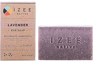Izee Native Lavender Botanical Bar Soap 1 count 4oz Lavender Bar Soap | Earth-Safe Biodegradable Bar Soap Made in USA With Natural and Organic Ingredients