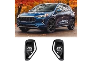 Compatible With 2023-2026 Ford Escape Fog Lights, White Lens Black Housing Front Bumper Driving Fog Lamp (with Harness), Pair