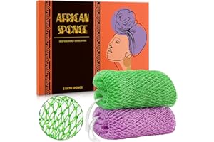 HRSQU African Net Sponge Authentic - 2 Pieces Real African Exfoliating Sponge with Knots - Afro Back Scrub Net for Body Exfoliator - Bath Loofah Washcloth for Shower Essentials