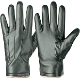 Alepo Winter PU Leather Gloves for Men, Cold Weather Warm Thermal Touchscreen Texting Typing Dress Driving Motorcycle Gloves with Wool Lining (Army-S)