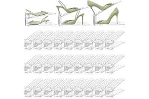 MOVDEET Shoe Slots Organizer,36 Pack Transparent Shoe Stacker Adjustable Shoe Slot Organizer Space Saver Shoe Rack Holder Shoe Storage Organizers for Closet,Transparent