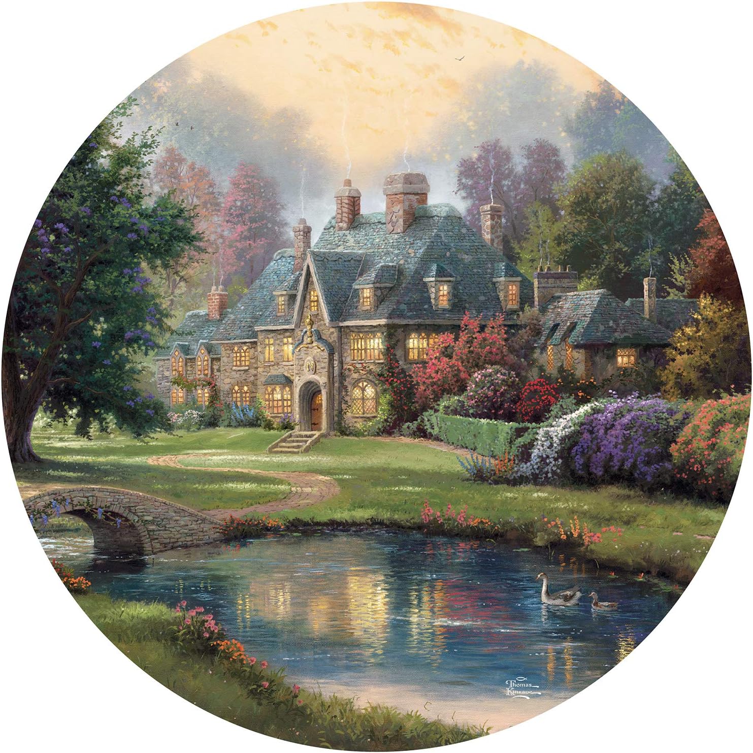 Thomas Kinkade Lakeside Manor Round Puzzle - 500Piece