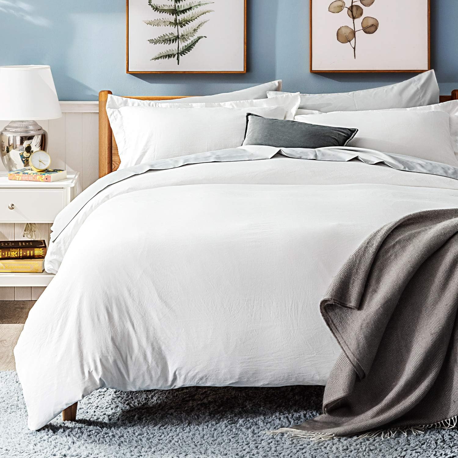Bedsure White Duvet Covers Queen Size Set 90x90 Full Queen Size with Zipper Closure, Ultra Soft Comforter Cover Sets 3 Pieces (1 Duvet Cover + 2 Pillow Shams): Kitchen & Dining