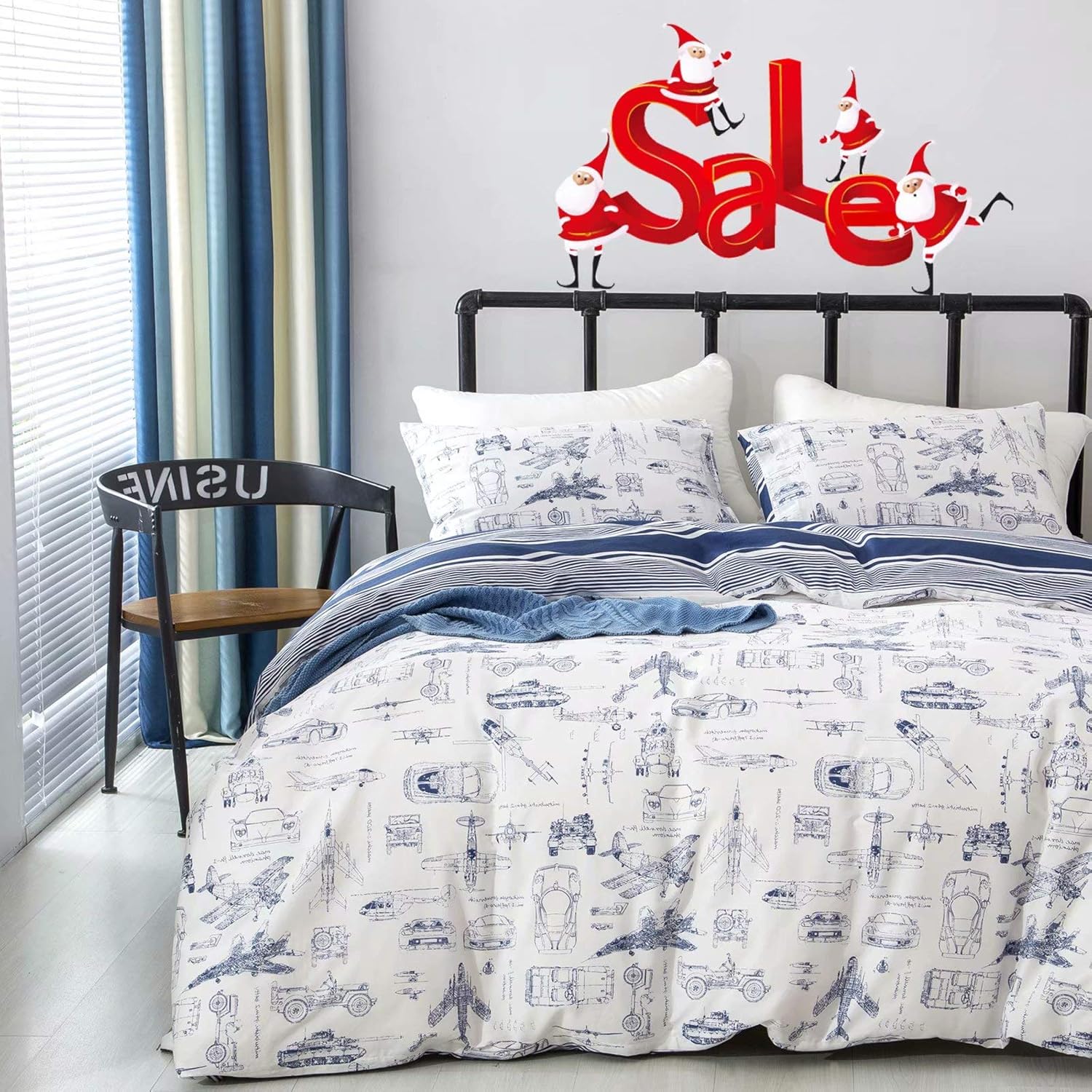 Cartoon Stitch Cotton Blend Duvet Comforter Cover Queen Bedding