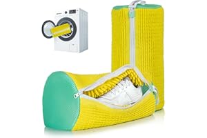 ADEHMDA 2Pcs Shoe Washing Machine Bag, Sneaker Laundry Bag for Washing Machine, Extra Long and Thick Microfibre Fluff, Reusable for Washer and Dryer (2pcs, Yellowish Green)