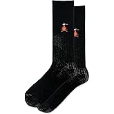 Hot Sox Men's Ribbed Campfire Embroidery Wool Crew Socks 1 Pair, Black, Men's 10-13