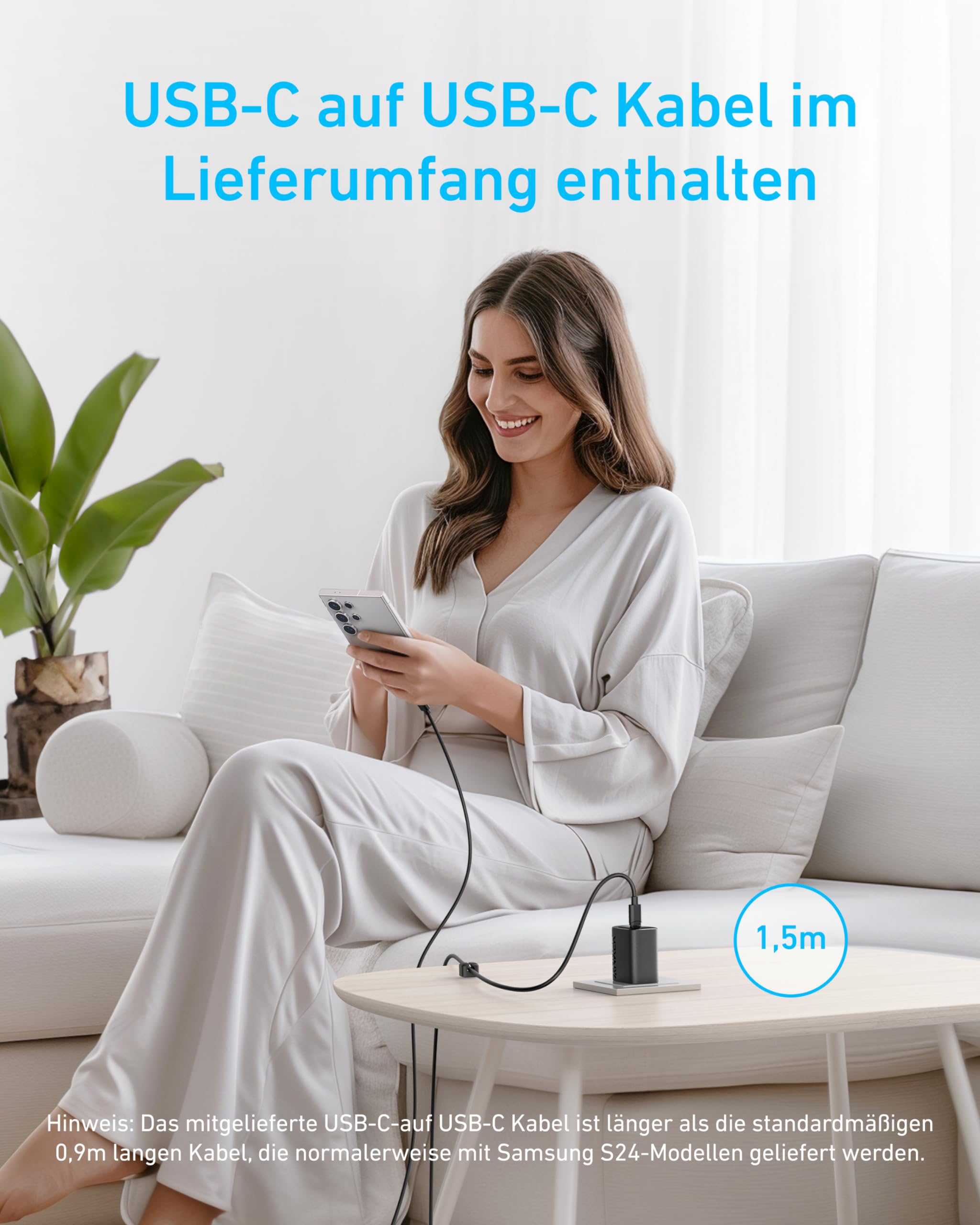 Anker 45W USB C Ladegerät,iPad Ladegerät, PPS-Schnellladen Netzteil für Samsung Galaxy S24 Ultra/S24/S23+/S23/S22/Note20, iPhone 17/Pro/Pro Max/iPhone Air/16/15, Pixel (1x 1,5m Kabel inkl.) 5