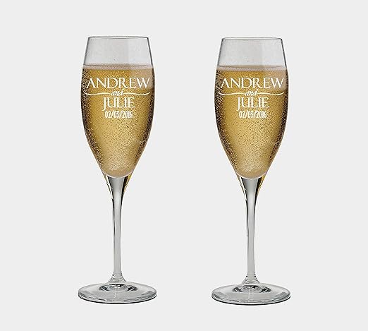 Amazon Com Modern Mr Mrs Twisty Stem Champagne Toasting Flutes Personalized Flutes For Wedding Engraved Bride Groom Newly Married Gifts Husband Wife Anniversary Favors Idea Champagne Glasses