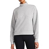 Reebok womens Vector Mock Neck Sweatshirt, Standard Fit, Midweight Cotton-poly Fabric